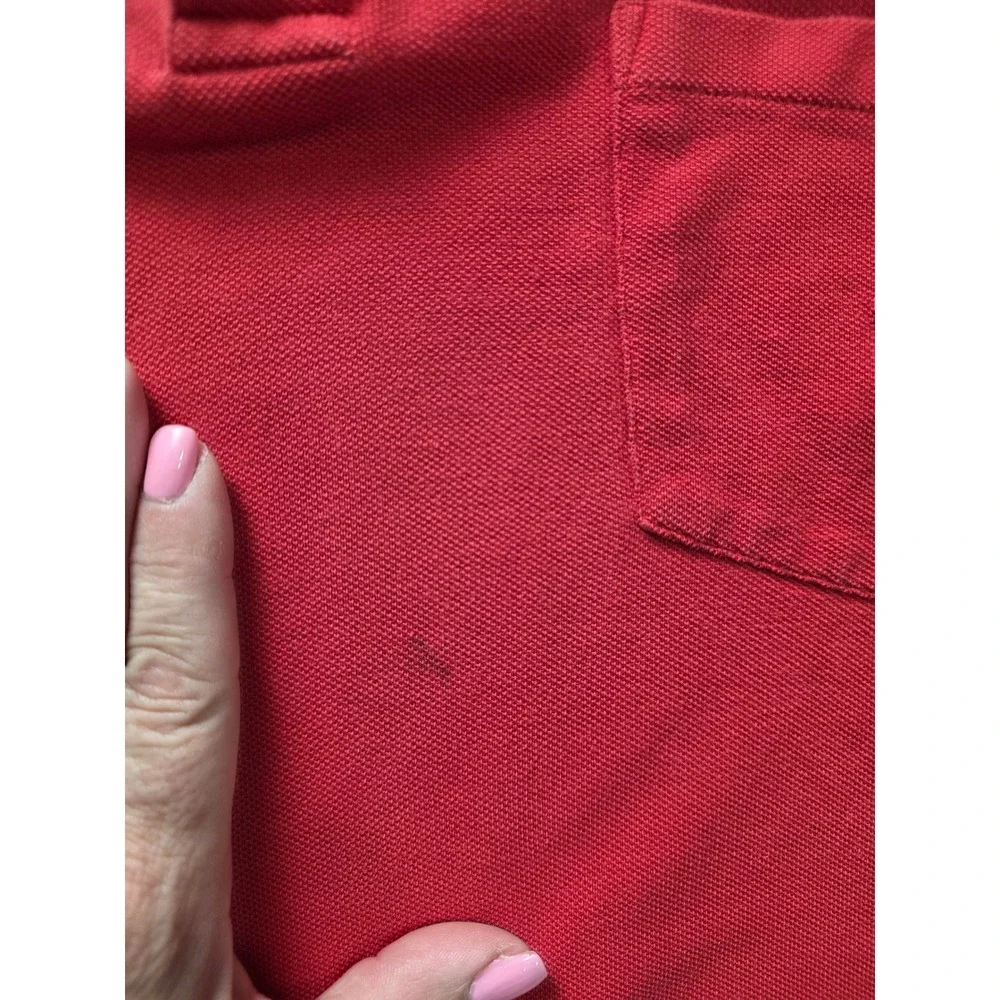 Ralph Lauren Mens XL Red Cotton Pique Pocket Polo Shirt Short Sleeve Button Down